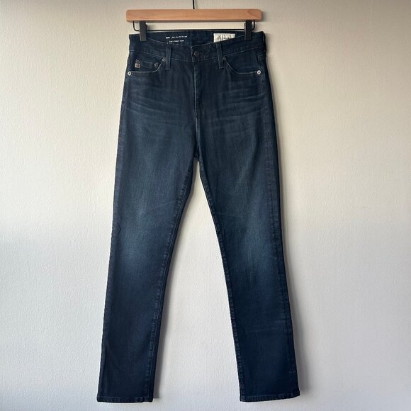 AG Jeans Women's Mari High Rise Slim Straight Aged Denim Blue Dark Wash Size 27 - Picture 1 of 8